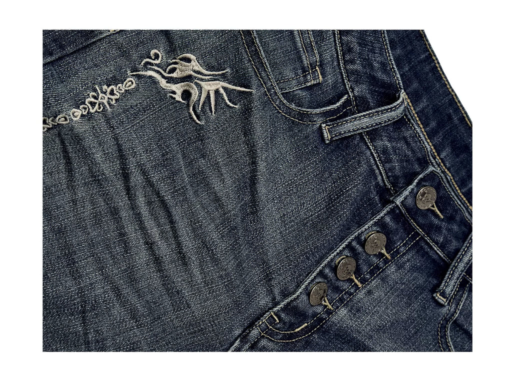 TEAMGEEK Totem-embroidered Stretch-flared Jeans