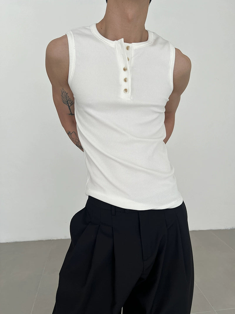 COLN Casual Henry Collar Vest
