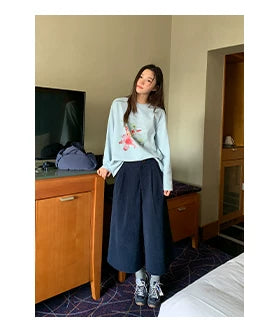 Kano Plant Print Loose Lazy Style Long Sleevest