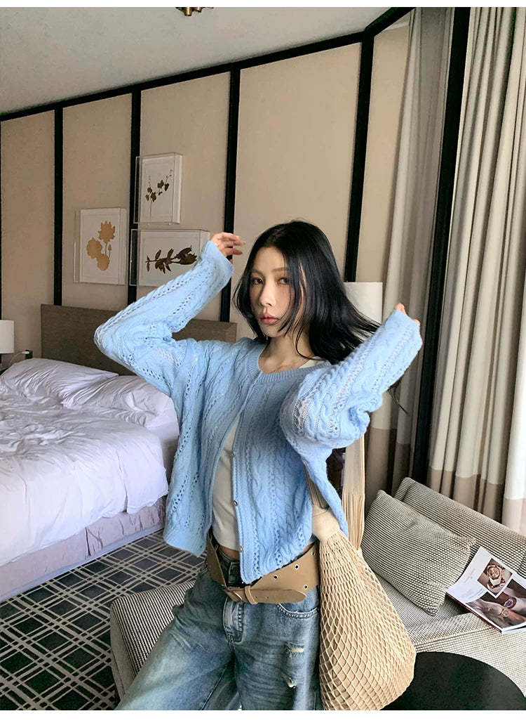 YOUNG KYLIN Hollow Casual Sweater Jacket