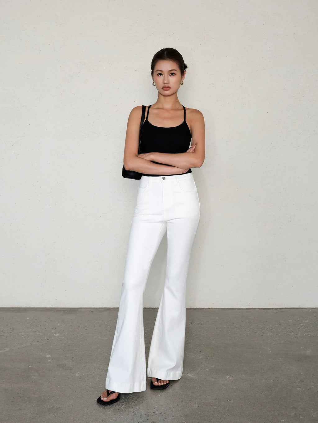 Ousph Niche High-waisted Slim-fit Retro Flared Jeans