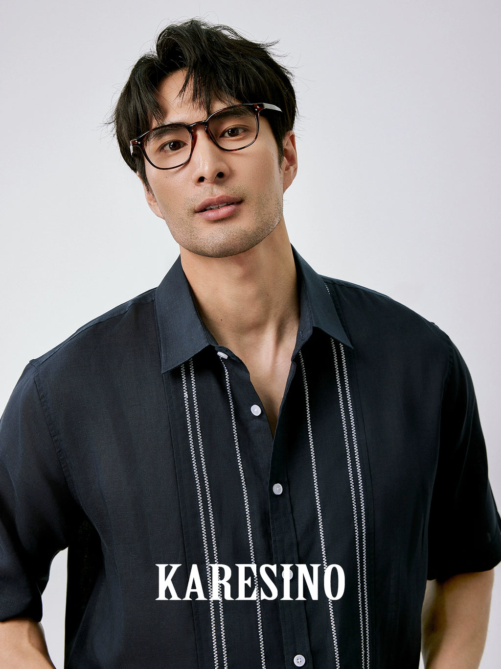 KARESINO Breathable Contrast Casual Short Sleeve Shirt