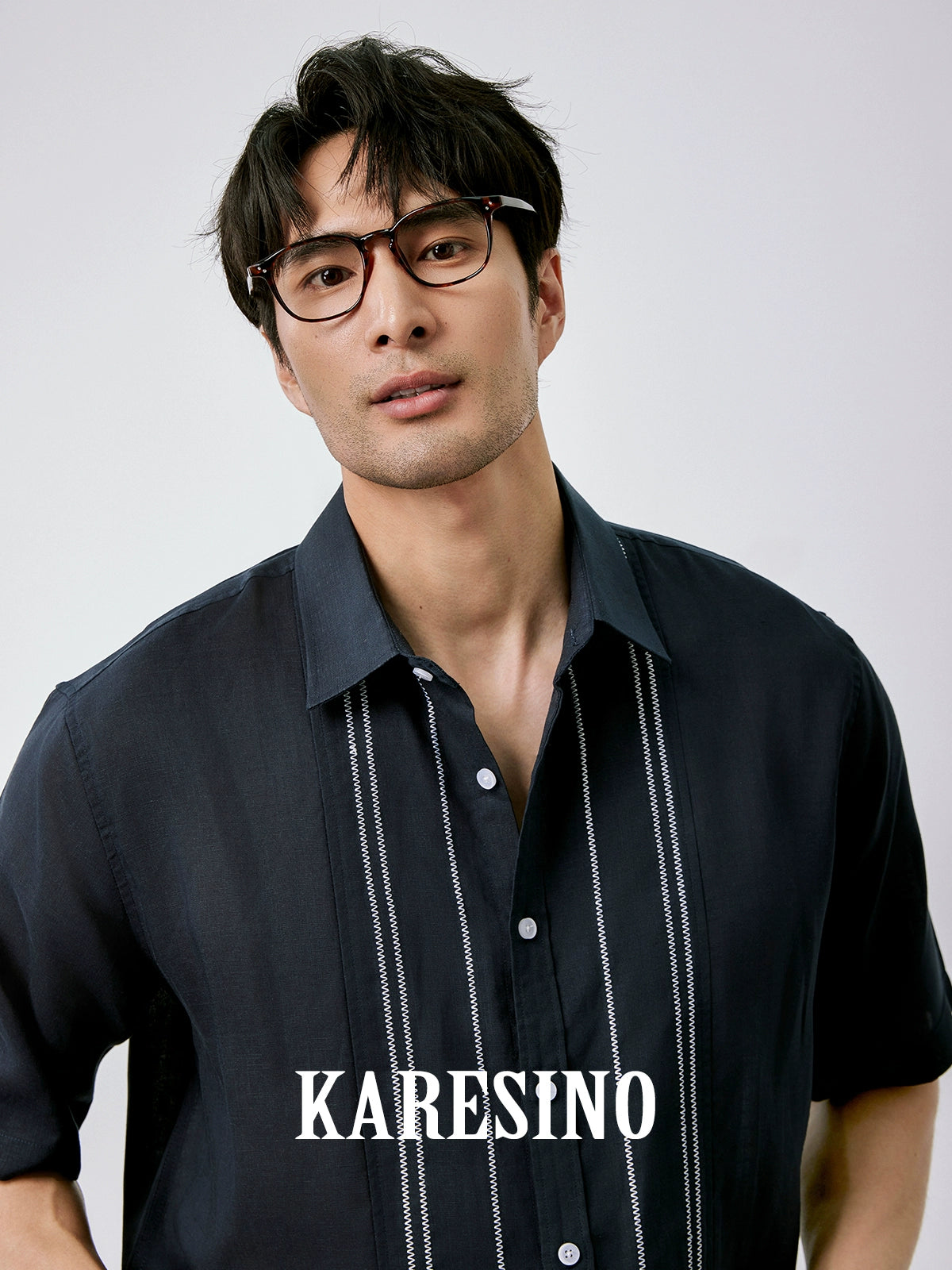KARESINO Breathable Contrast Casual Short Sleeve Shirt