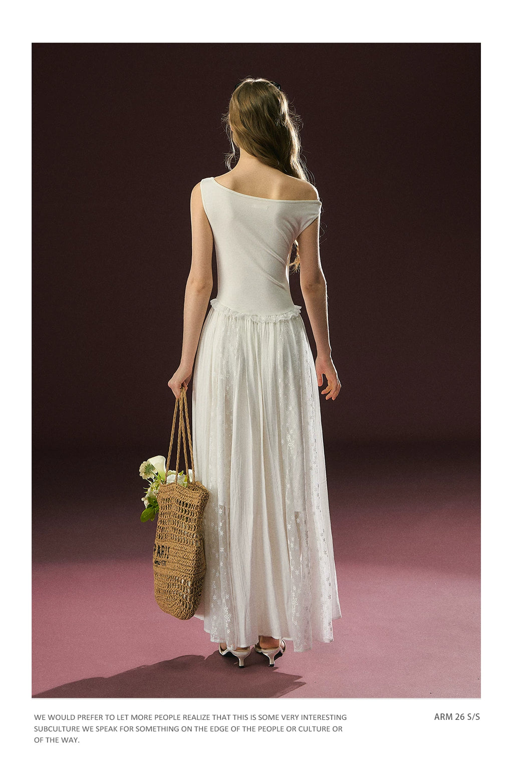 Ariseism Vintage Knitted Slash Shoulder Dress