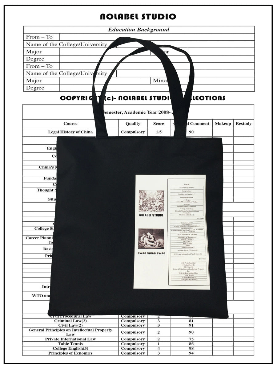 NOLABEL Simple Religious Contrasting Shoulder, Oblique Span Bag Label Canvas Bag