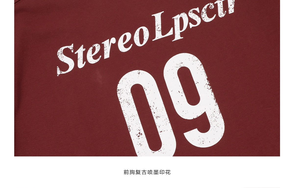 Loopsoon Collar Design Front Chest Digital Print Sweater