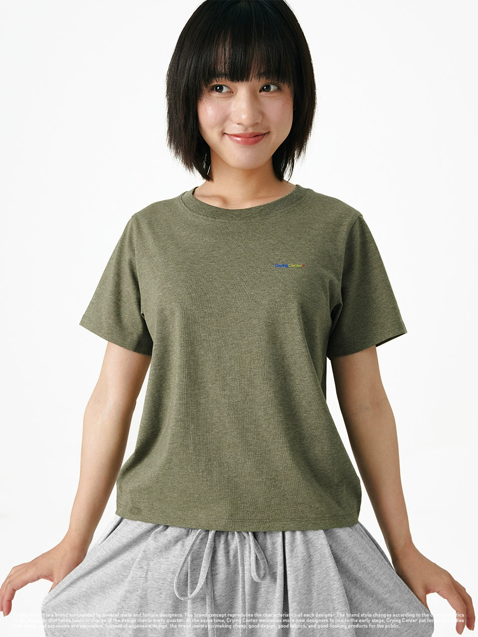 CryingCenter Shoulder Soft Skin-friendly Color Yarn Casual Short Body Tee