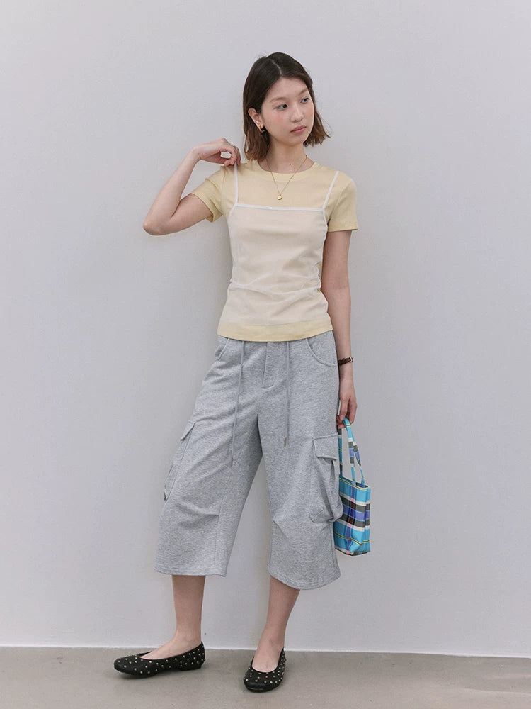 VOOE Fake Two Slim Mesh Tee