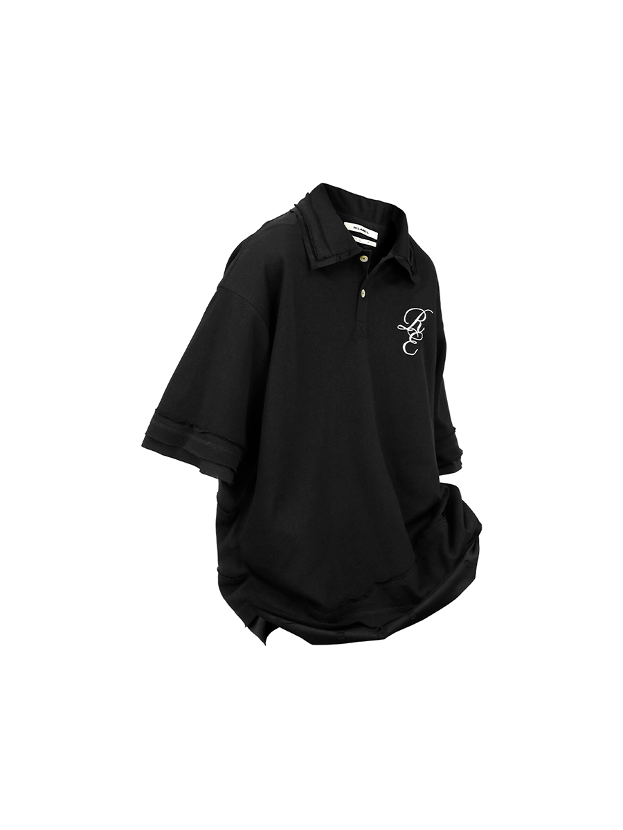 RELABEL Stitching Embroidered Fake Two-piece POLO Shirt