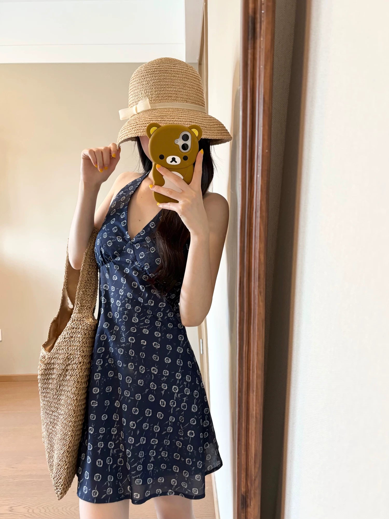 Cantonstory Neck and Waist Floral Dress