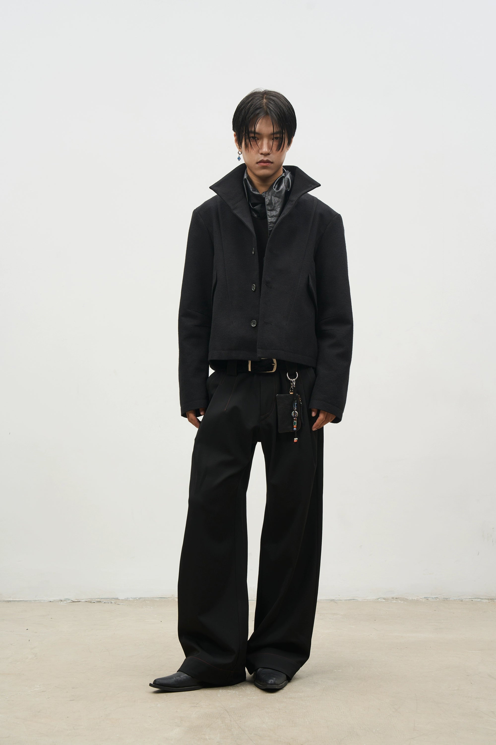 SOUTHFISH Vintage Stand-up Collar Tweed Short Jacket