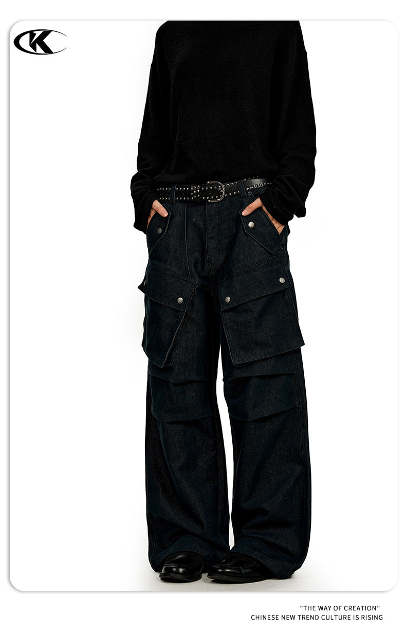 11KN Straight Wide-leg Pleated Slacks