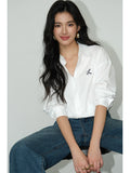 NEVA HU Embroidered Design Versatile Long-sleeved Shirt