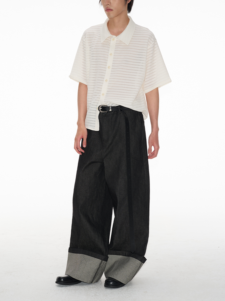 JCAESAR Skeleton Striped Short-sleeved Shirt