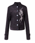 LOUMUTAKU Orchid Beaded Straight Casual Short Jacket