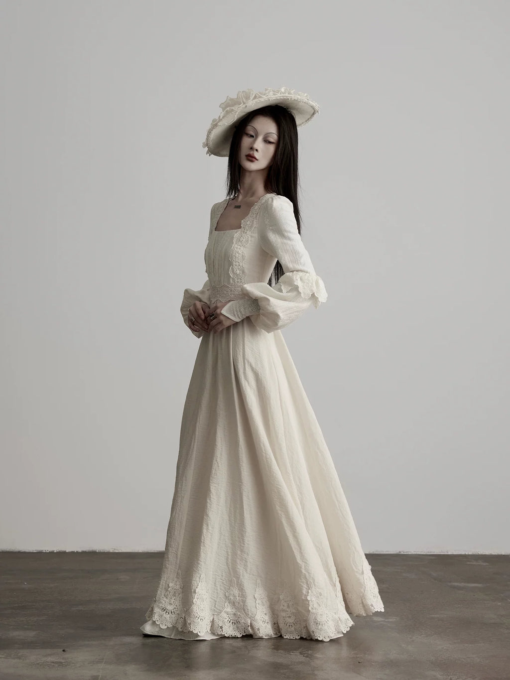 INDULG Lace Waist Square Neck Dress