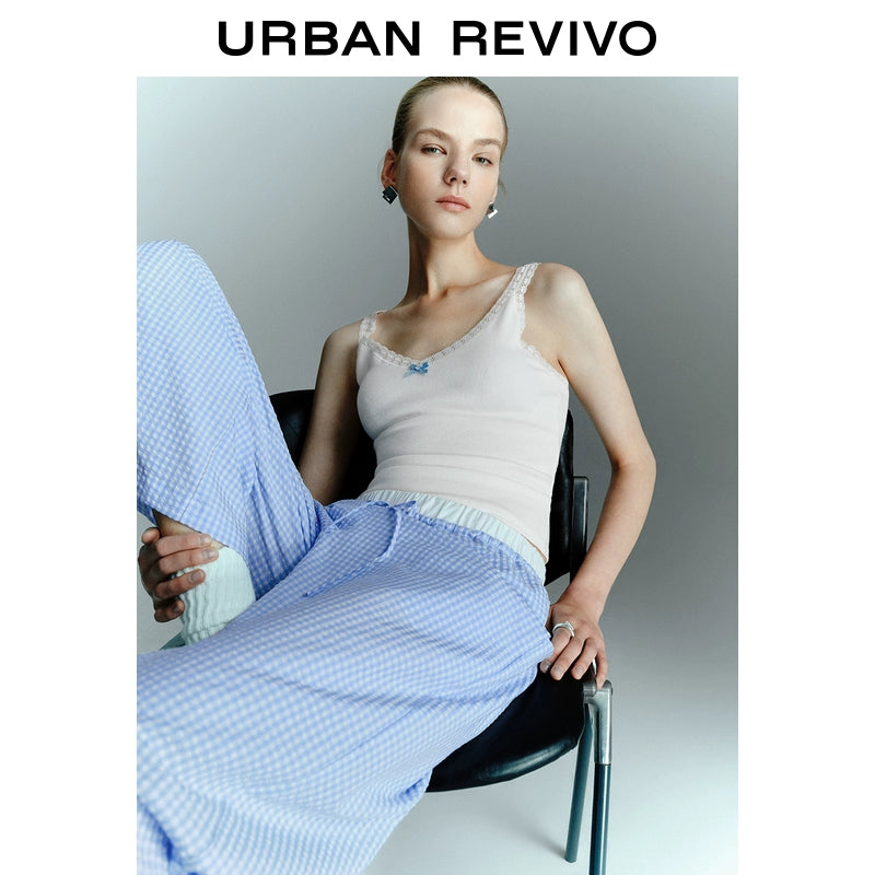 URBAN REVIVO Ballet Splicing Lace Bow Suspender