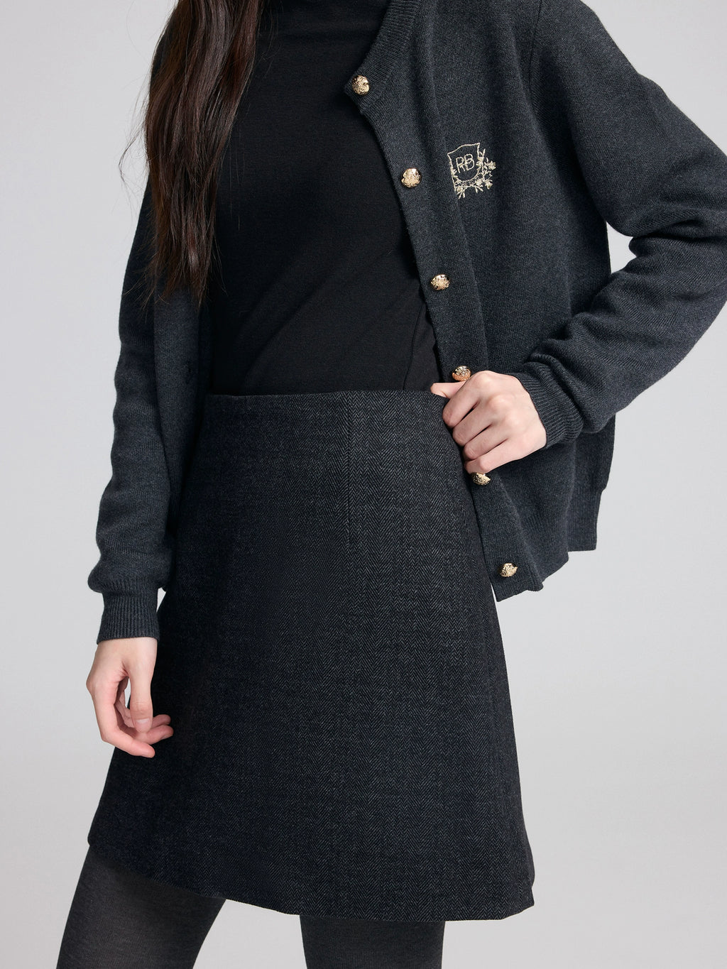 RPB BRAND Versatile Drape Simple High Waist Thin A-shaped Skirt