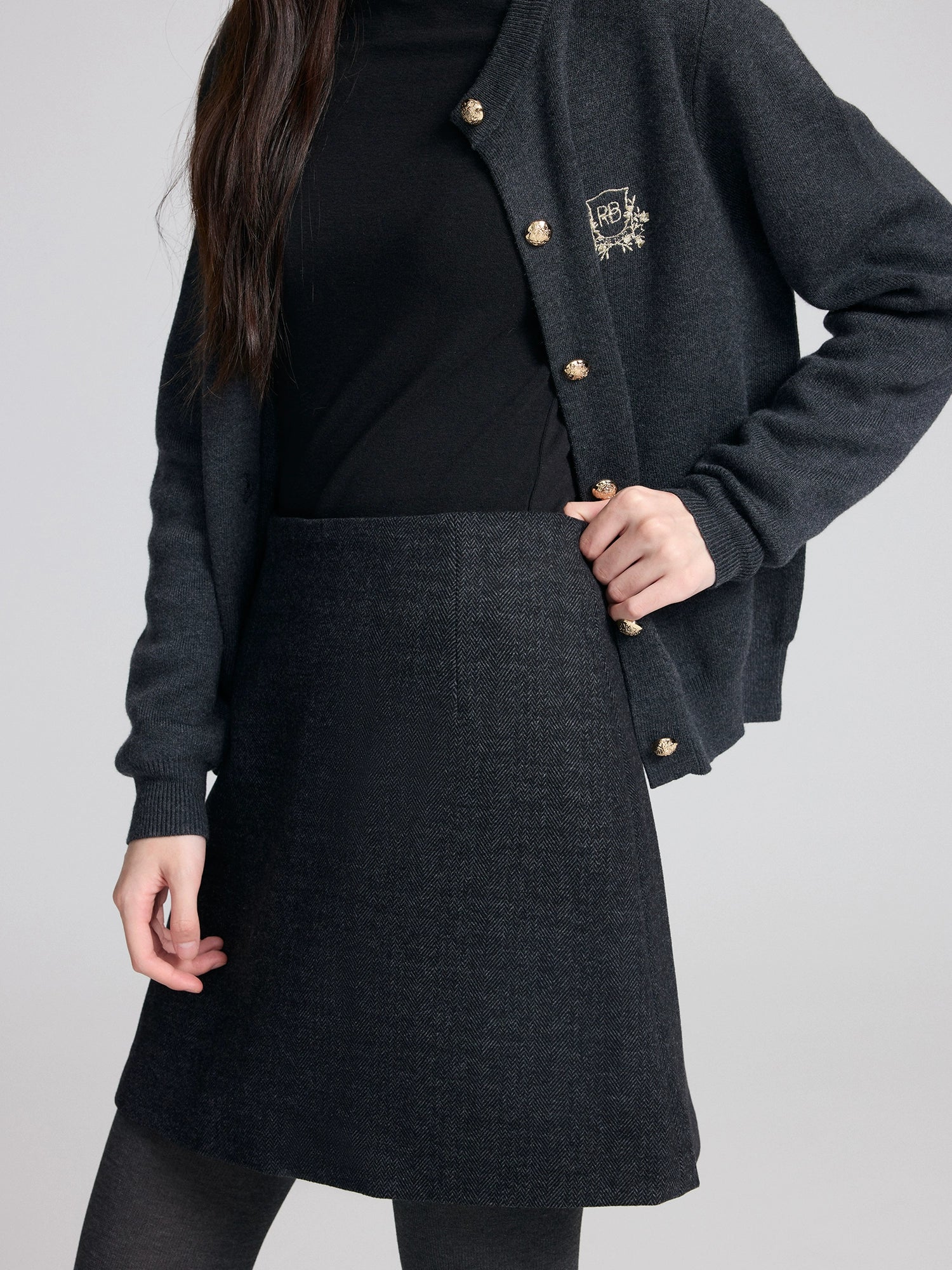 RPB BRAND Versatile Drape Simple High Waist Thin A-shaped Skirt