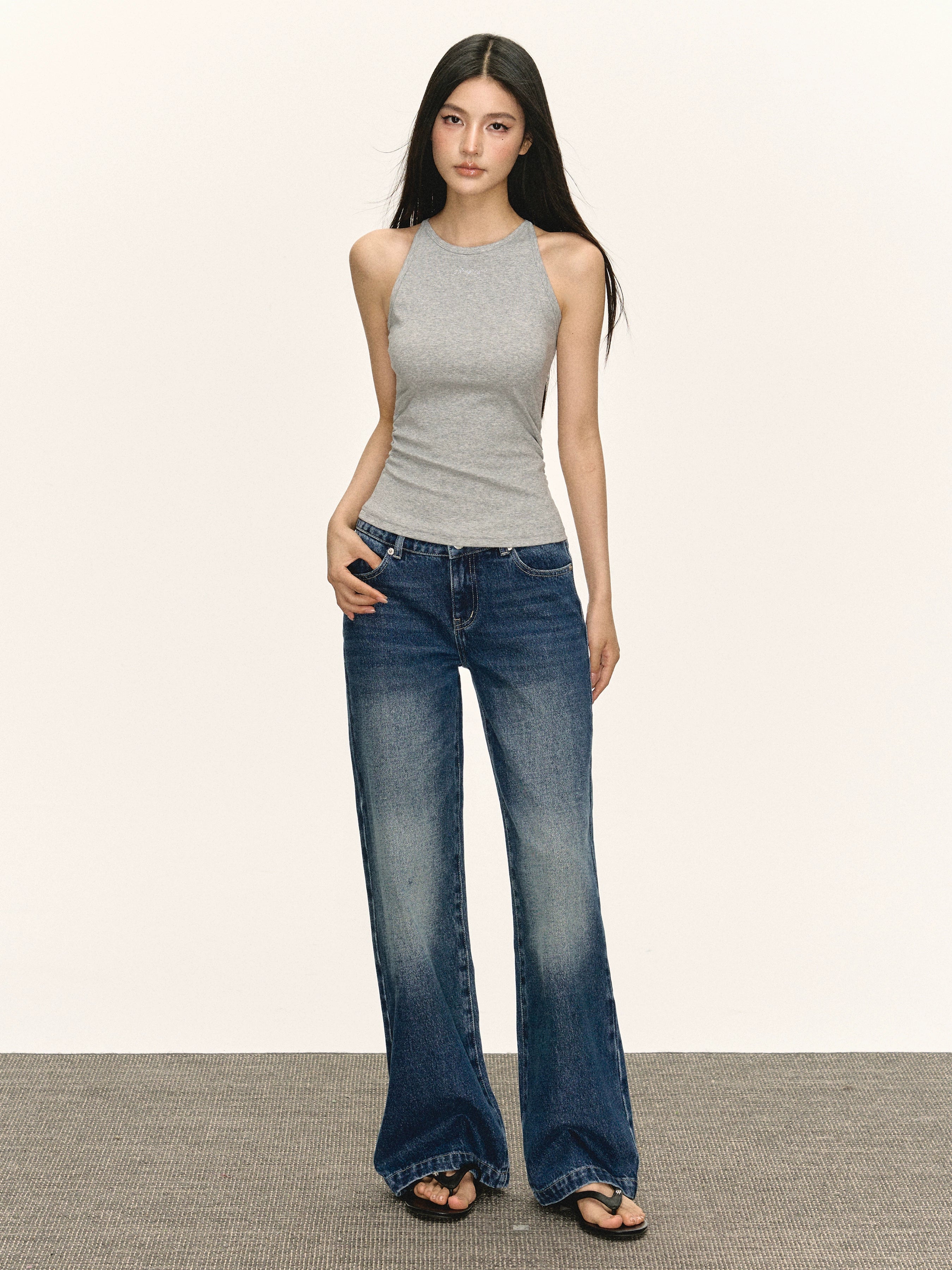 Ariseism Vintage Low Waist Wide Leg Jeans