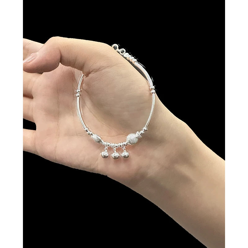 NO SOLUTION Plain Silver Fish Bell Bracelet