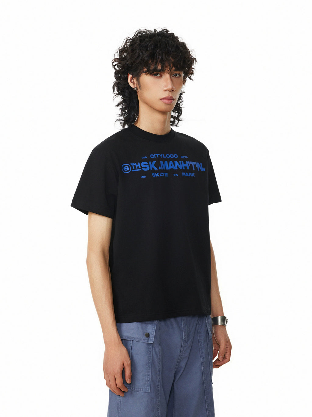 BTSG Slack Shoulder Vintage Slogan Print Tee