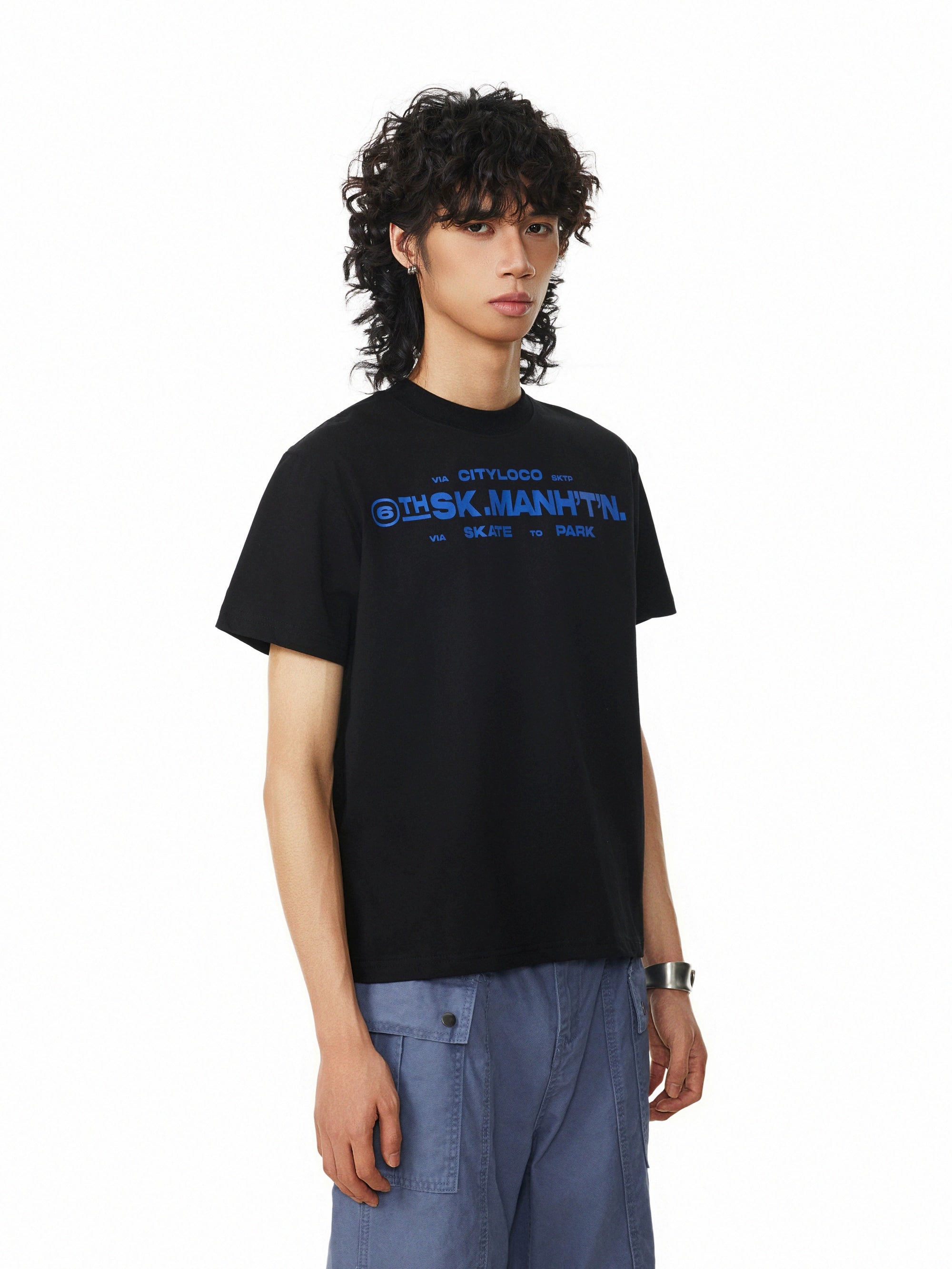 BTSG Slack Shoulder Vintage Slogan Print Tee