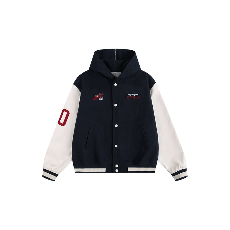 ATRY Navy Collar Heavy Embroidered Jacket Baseball Jersey