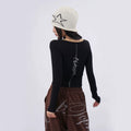 SAMUSAN Hot Diamond Letter V-Neck Slim Short Long Sleeve