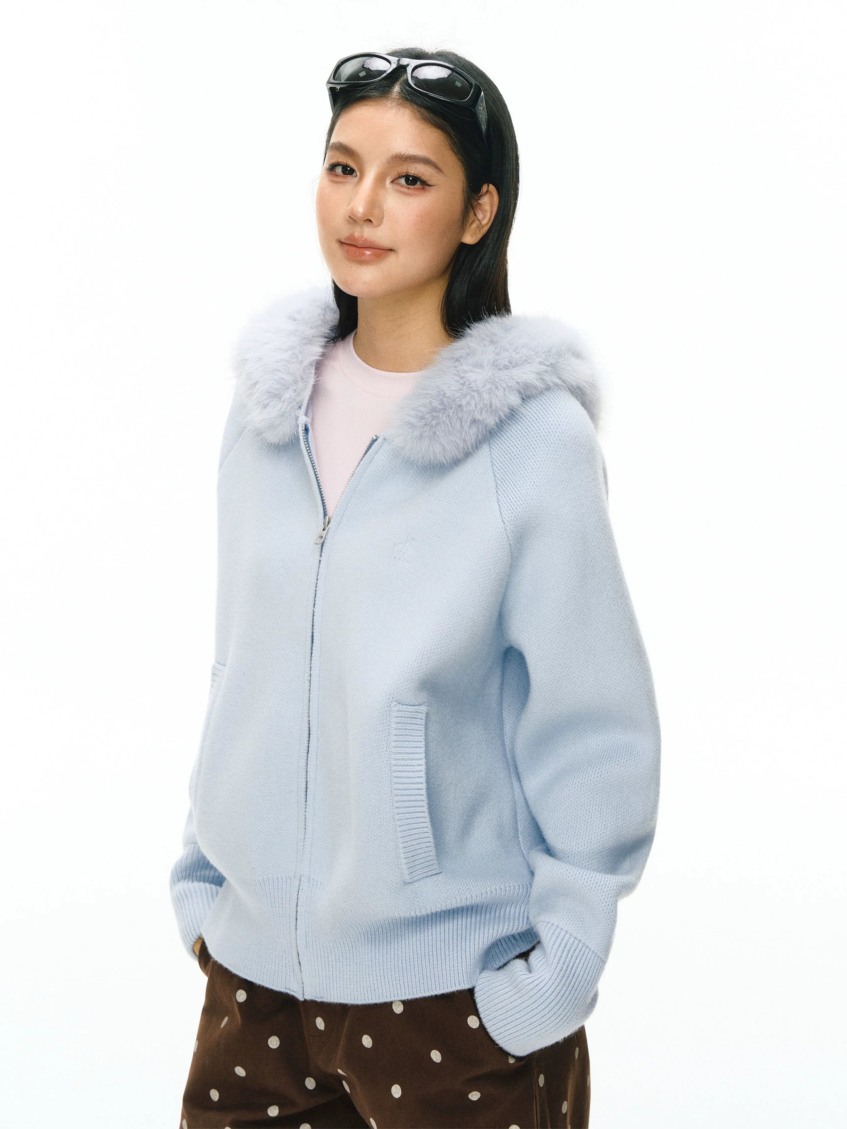 Ariseism Simple Casual Fur Collar Jacket