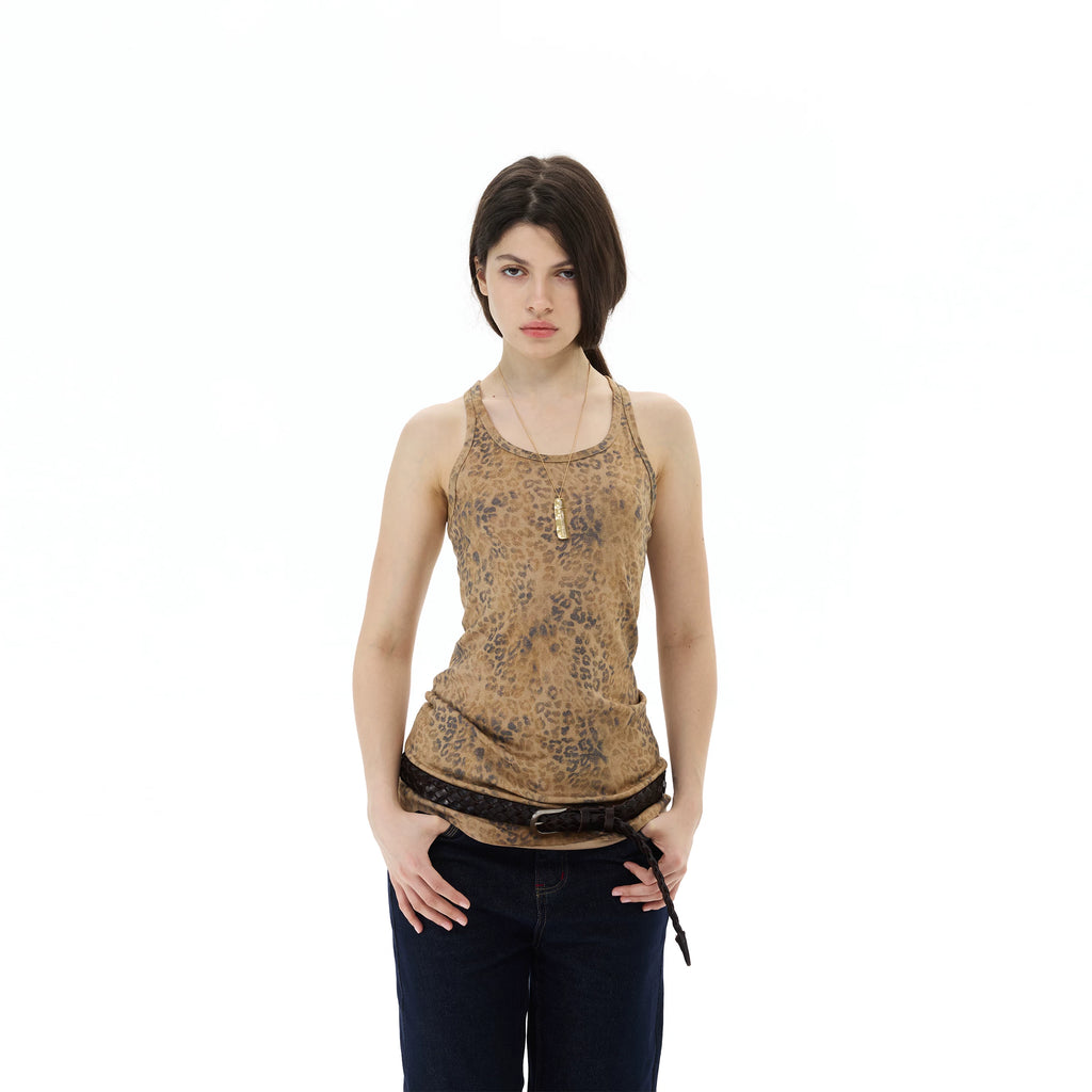 WLNEXT Retro Leopard Print Vest