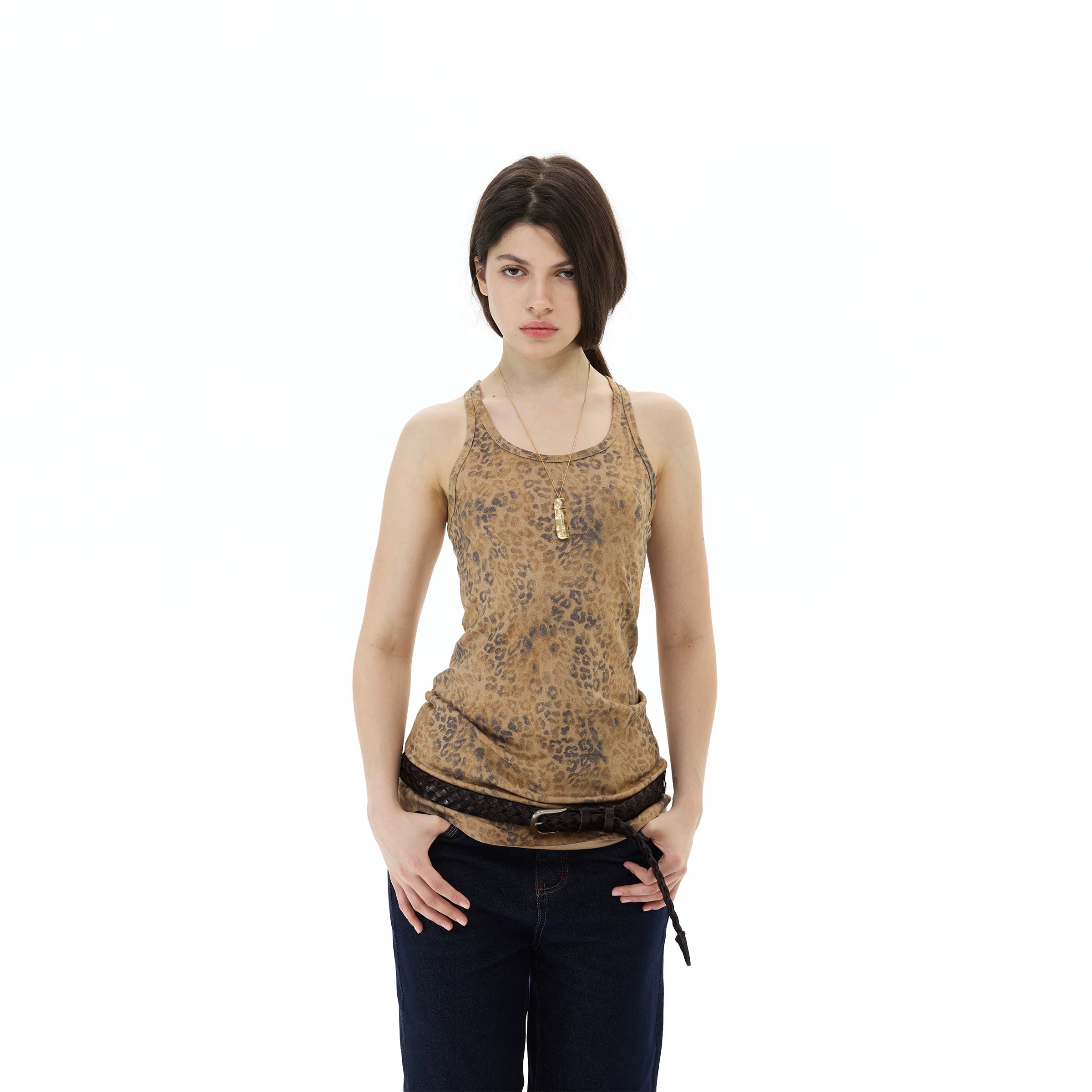 WLNEXT Retro Leopard Print Vest