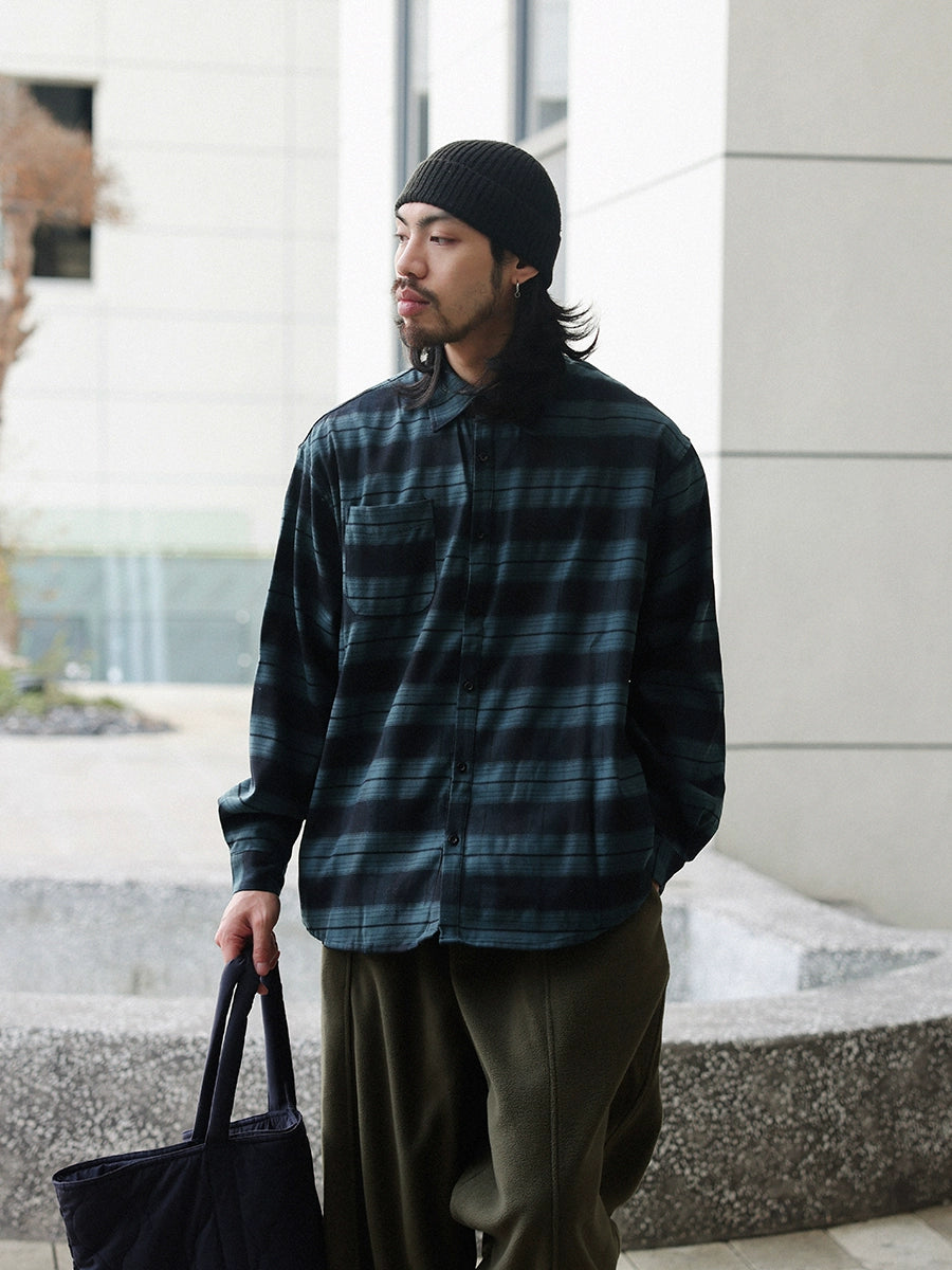 NOEARS Vintage Loose Plaid Long Sleeve Shirt