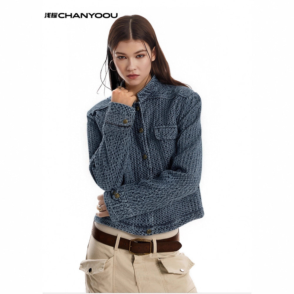 CHANYOOU Retro Short Xiaoxiangfeng Denim Jacket