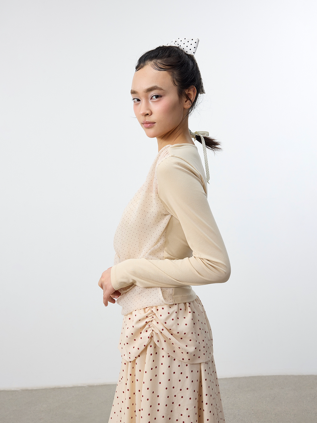 Set for life Polka dot fake two-piece knitted sweater