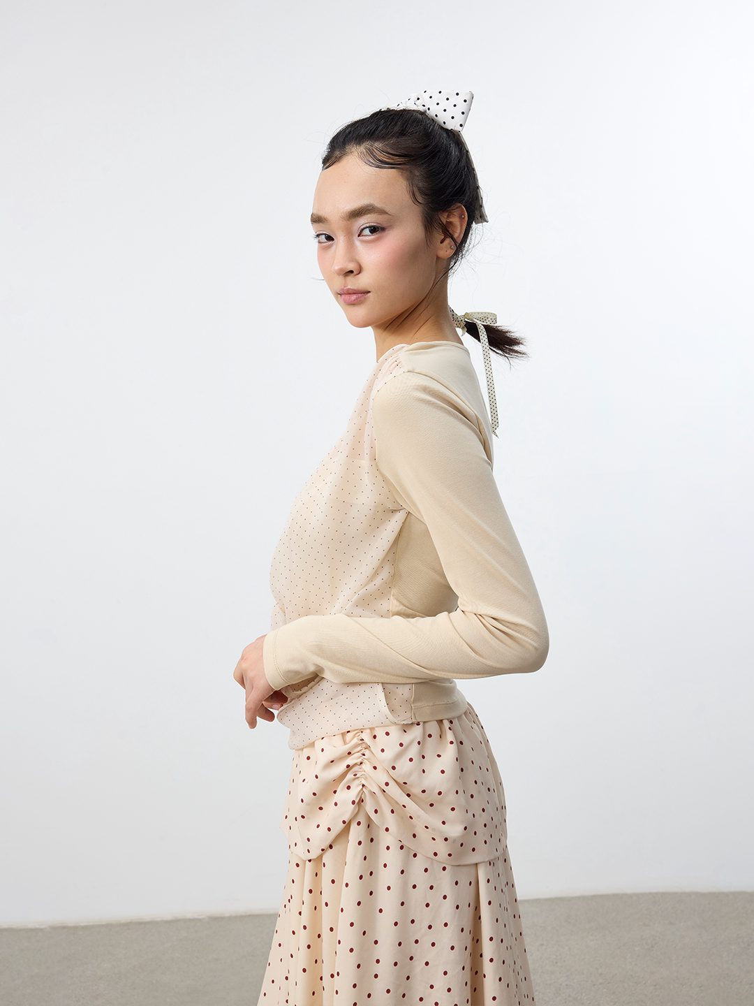 Set for life Polka dot fake two-piece knitted sweater