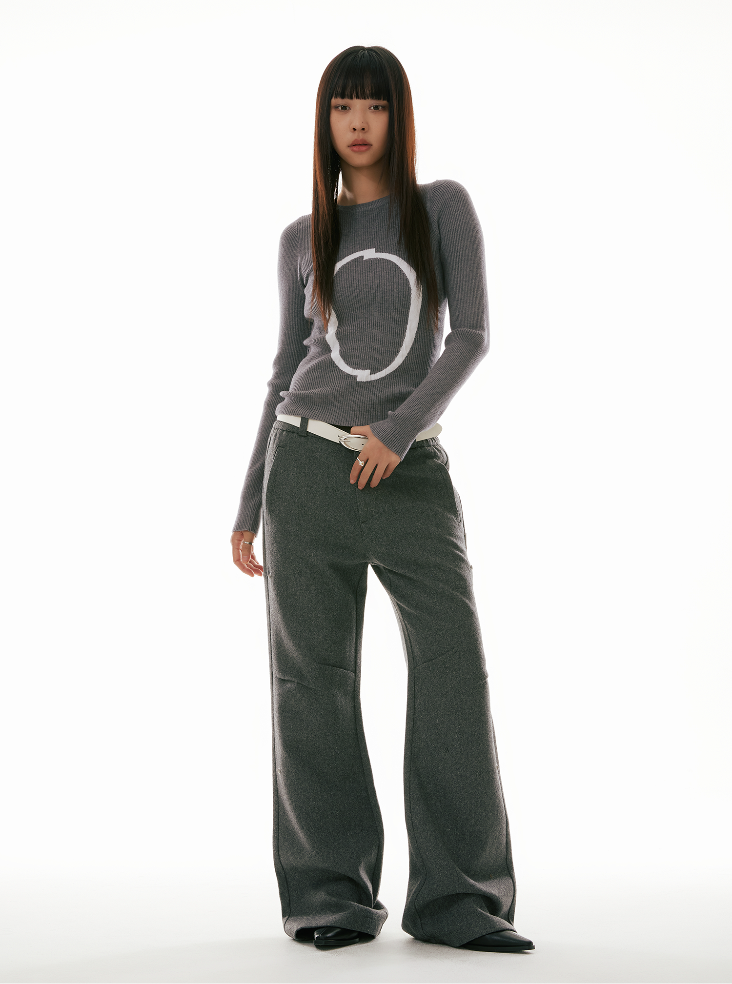 FUNKYFUN woolen composite micro-horn high street popular casual pants