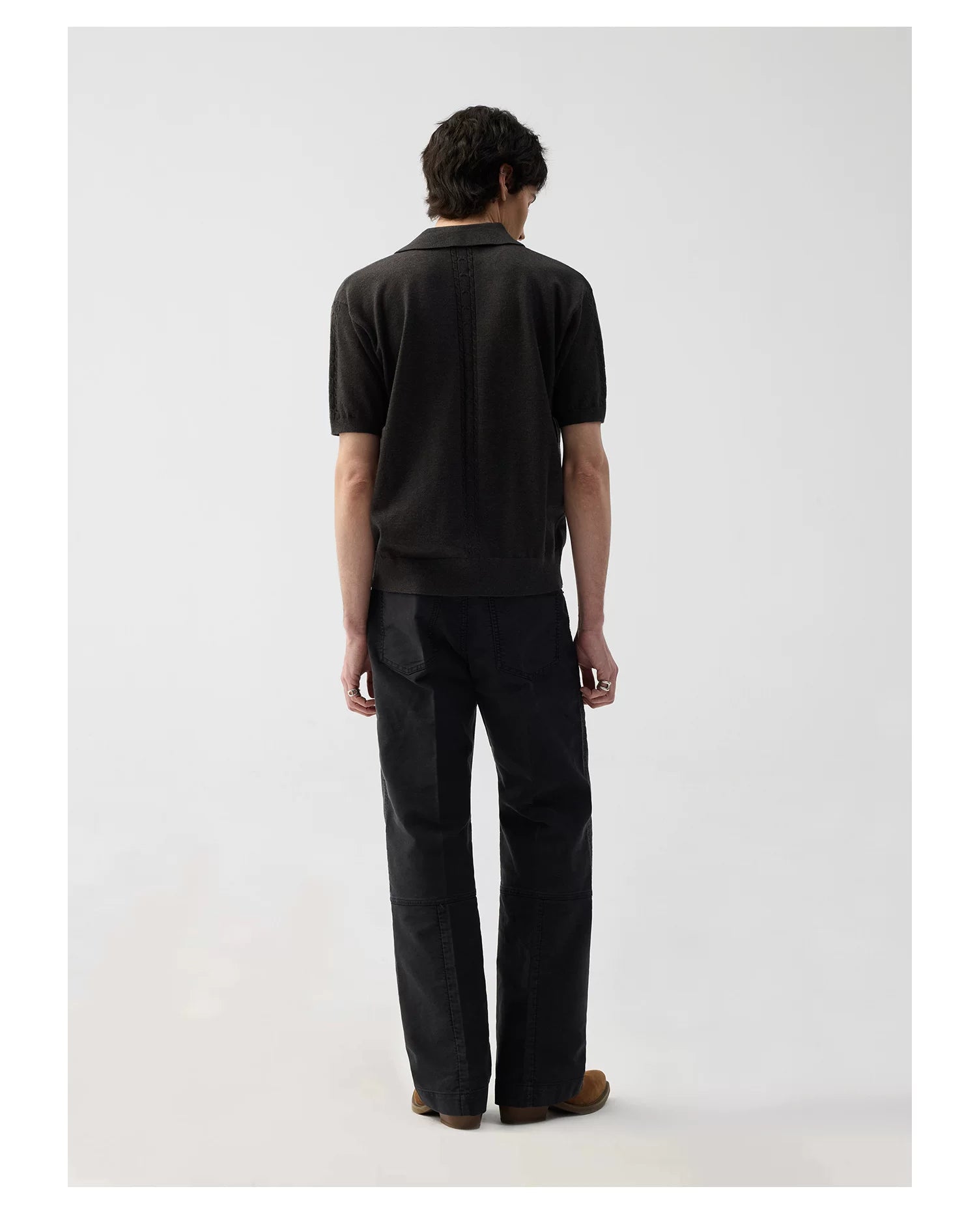 TERRAINCOGNITA Simple Knitted Lapel Polo Shirt