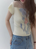 VOOE Irregular Splicing Printing Knitted Tee