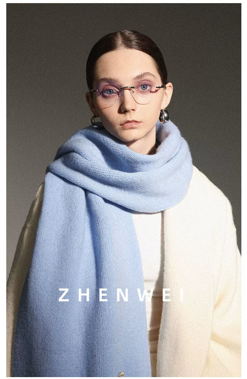 ZHENWEI 100% Wool Enlarged and Widened Knitted Long Scarf