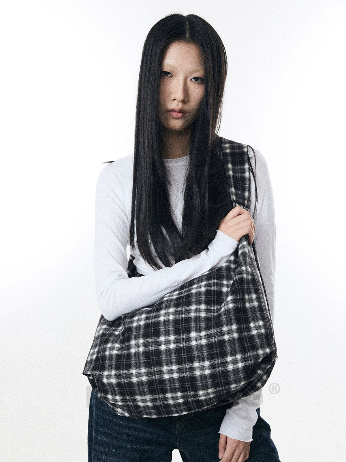 BINGBONG Retro Plaid Casual Shoulder Canvas Bag
