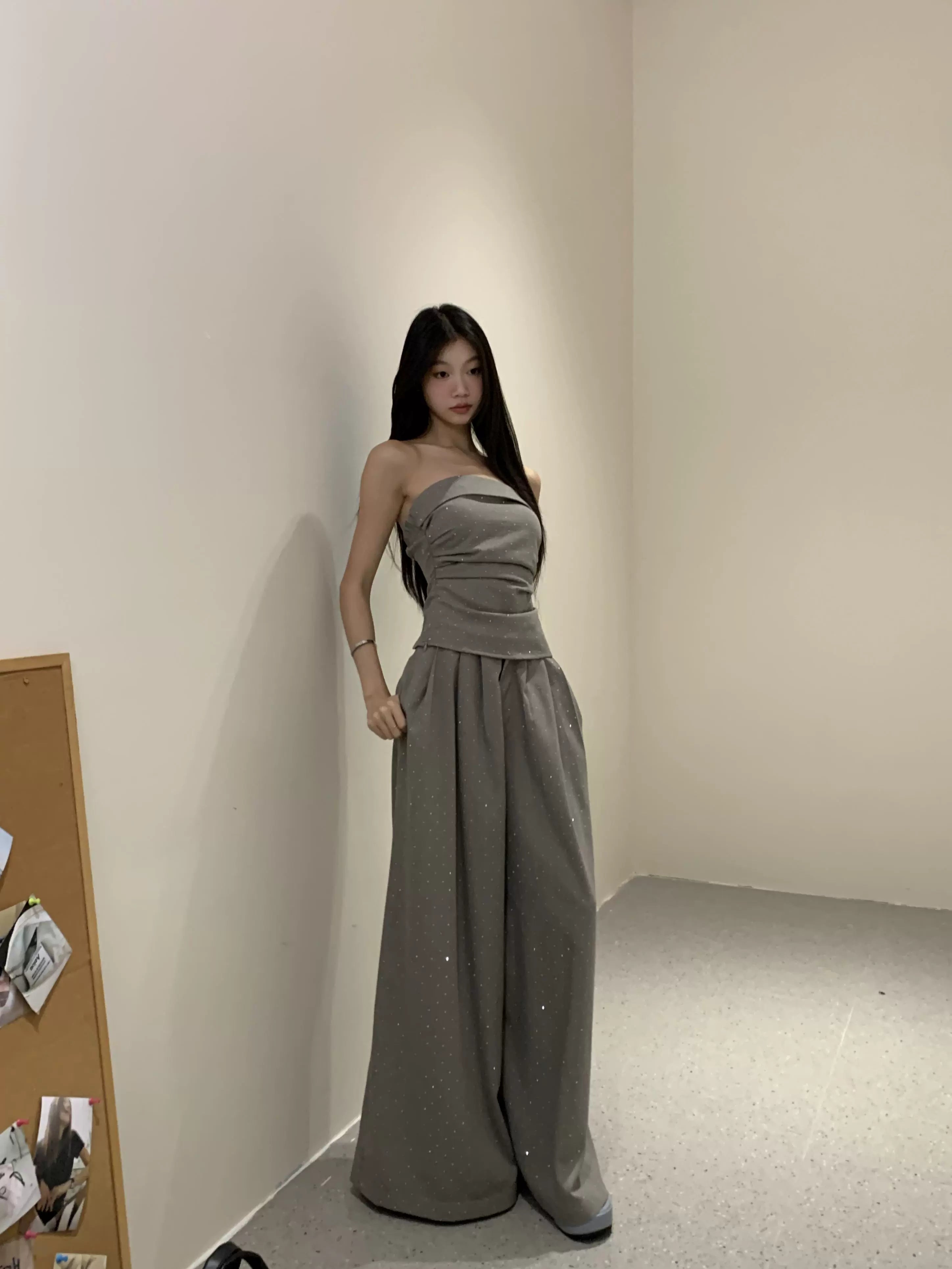 WITHMIN Slim Loose Drape Straight Casual Pants