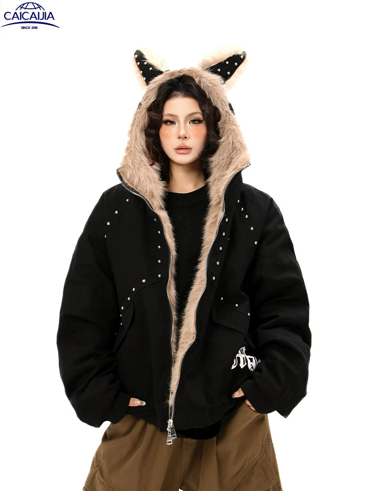 Kenvibe Vintage Demon Horn Willow Spike Hooded Cotton Suit