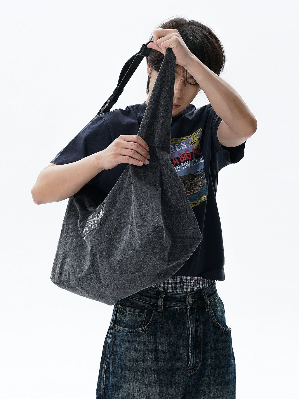 TH90 Retro Washed Denim Shoulder Messenger Commuter Bag