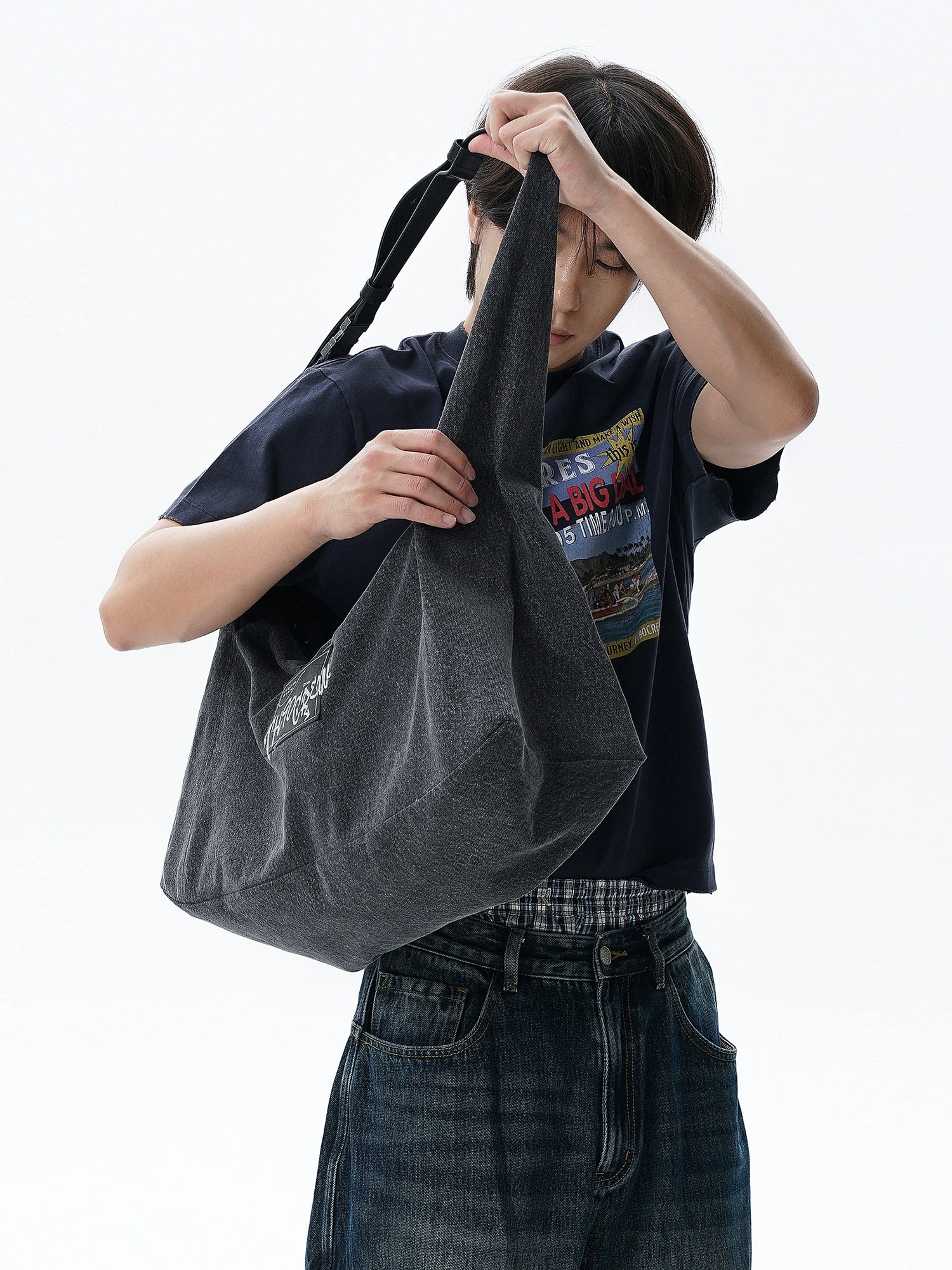 TH90 Retro Washed Denim Shoulder Messenger Commuter Bag