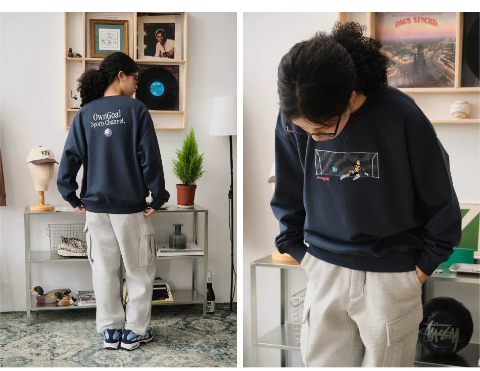 Battles Oolong Ball Sports Channel Crew Neck Penalty Embroidered Sweater