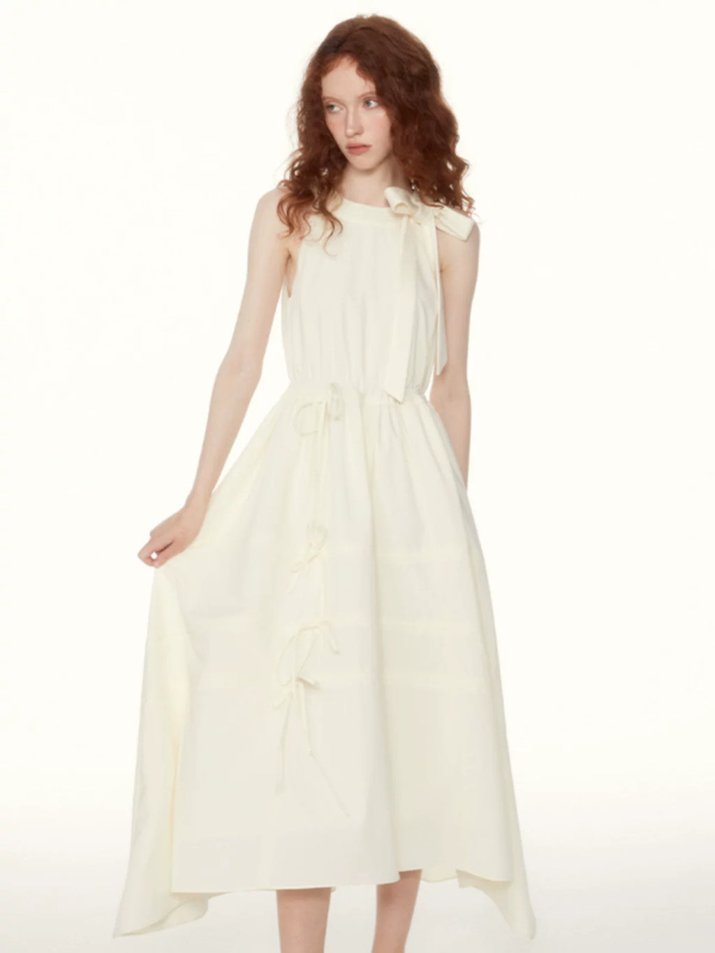 Sureenough Sleeveless Bow Halter Long Dress