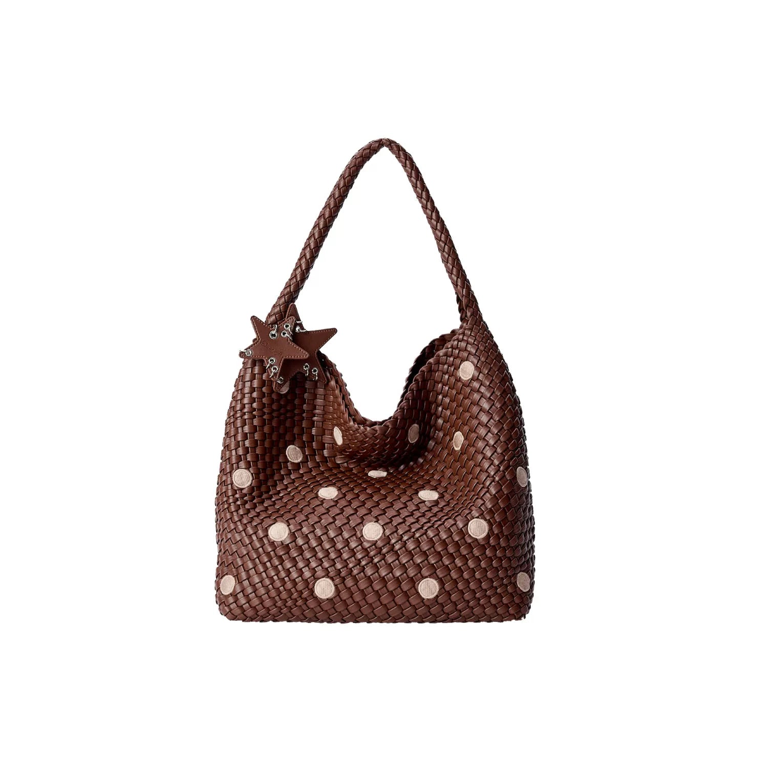 ECODAY Embroidered Polka Dot Woven Large Capacity Handbag
