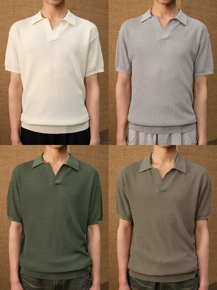 JCAESAR POLO Collar Ice Silk Knitted Tee