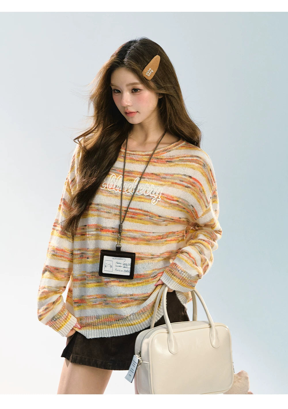 Ablueberry Gradual Change Contrasting Striped Sweater